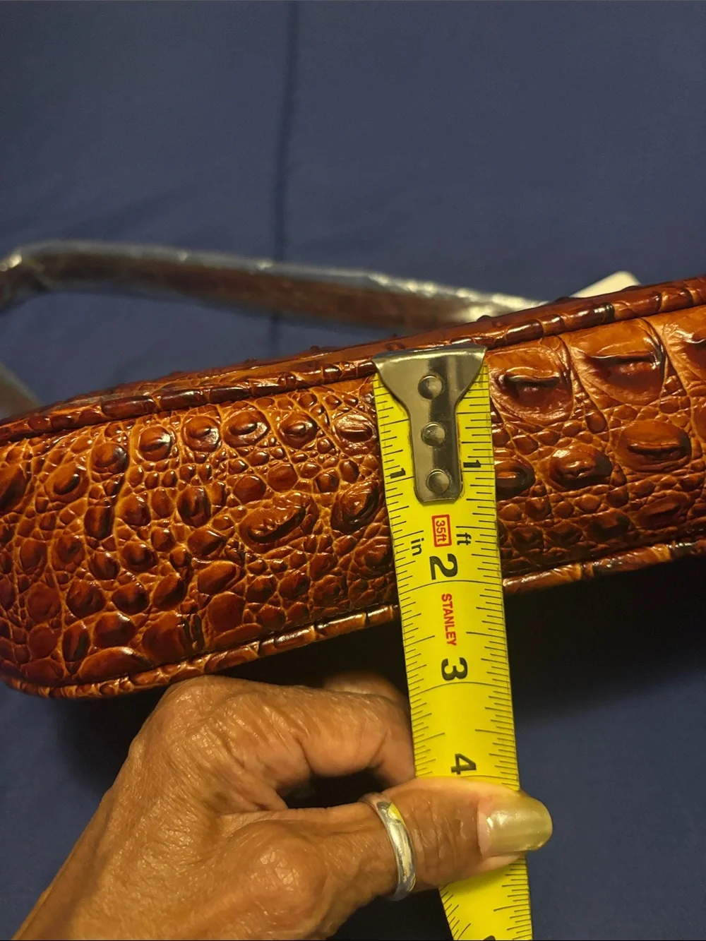 Croc-Embossed Faux Leather Crossbody Handbag, Bag, Purse Brown or Coffee